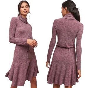 Anthropologie Tatianna Marled‎ Burgundy Cowlneck Comfort Pullover Dress Medium